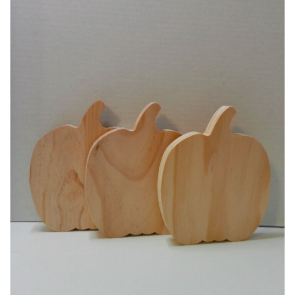 Lot Of 3 Mondo Llama small Wooden pumpkin standing wood base